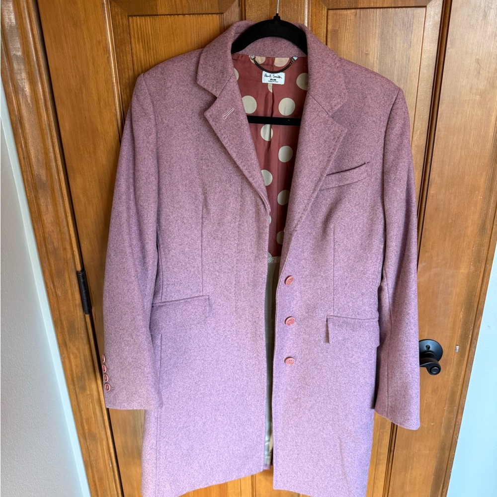 Paul Smith Blue Label Mauve Wool Coat, size 42